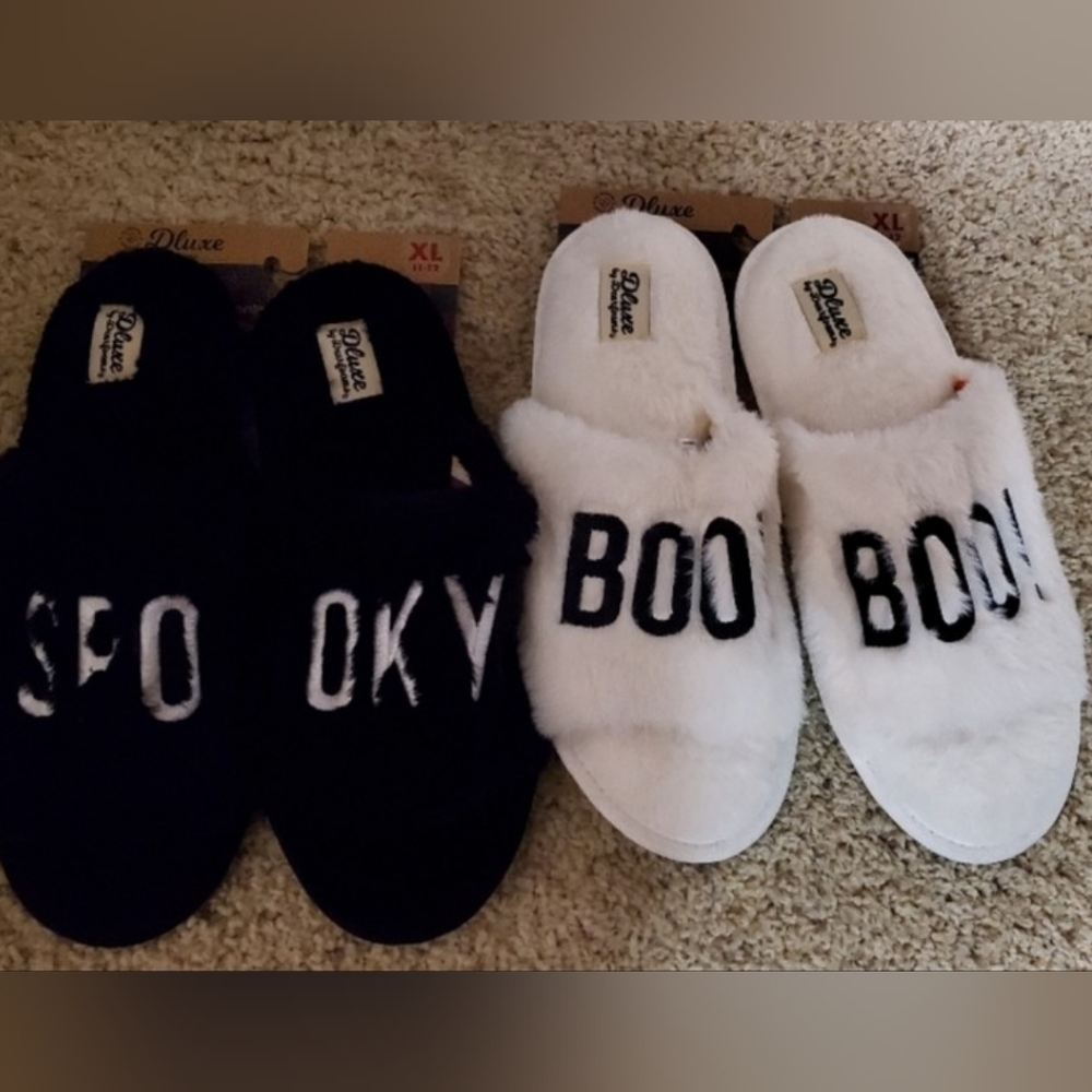 NEW Dearfoam Halloween SPOOKY BOO slipper SET XL 11-12